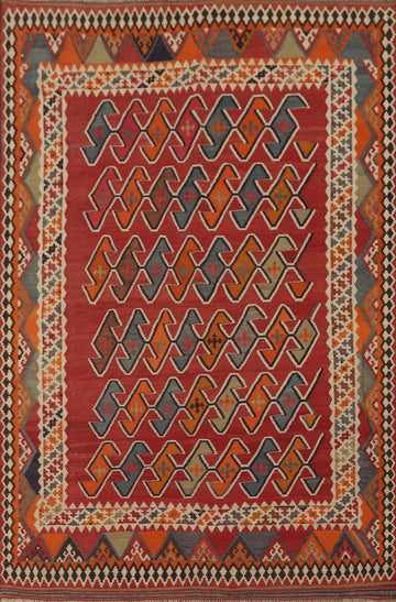 Vegetable Dye Kilim Qashqai Persian Area Rug 5x8