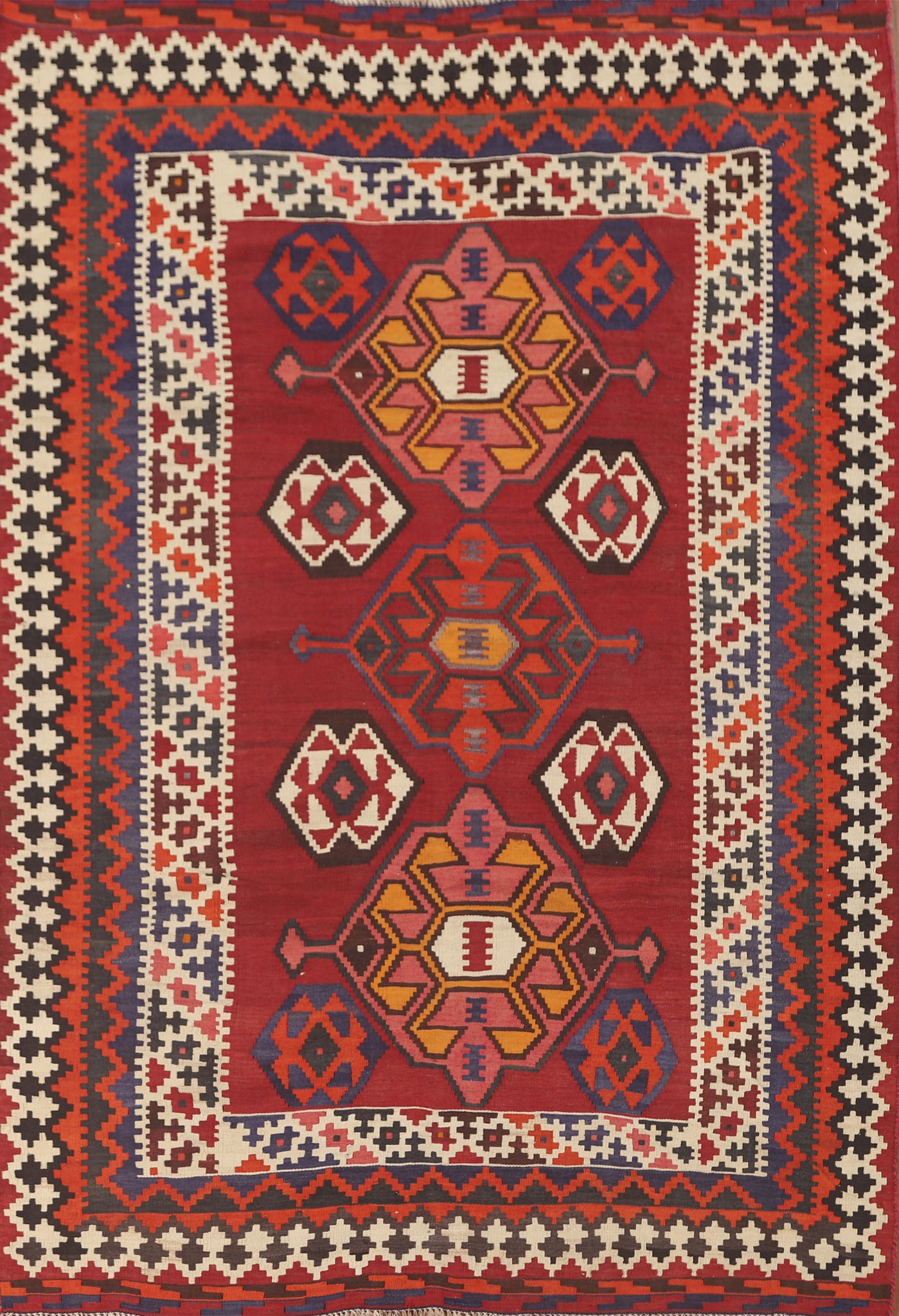 Vegetable Dye Kilim Qashqai Persian Area Rug 5x8