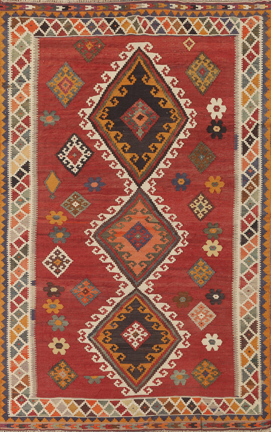 Vegetable Dye Kilim Qashqai Persian Area Rug 5x8