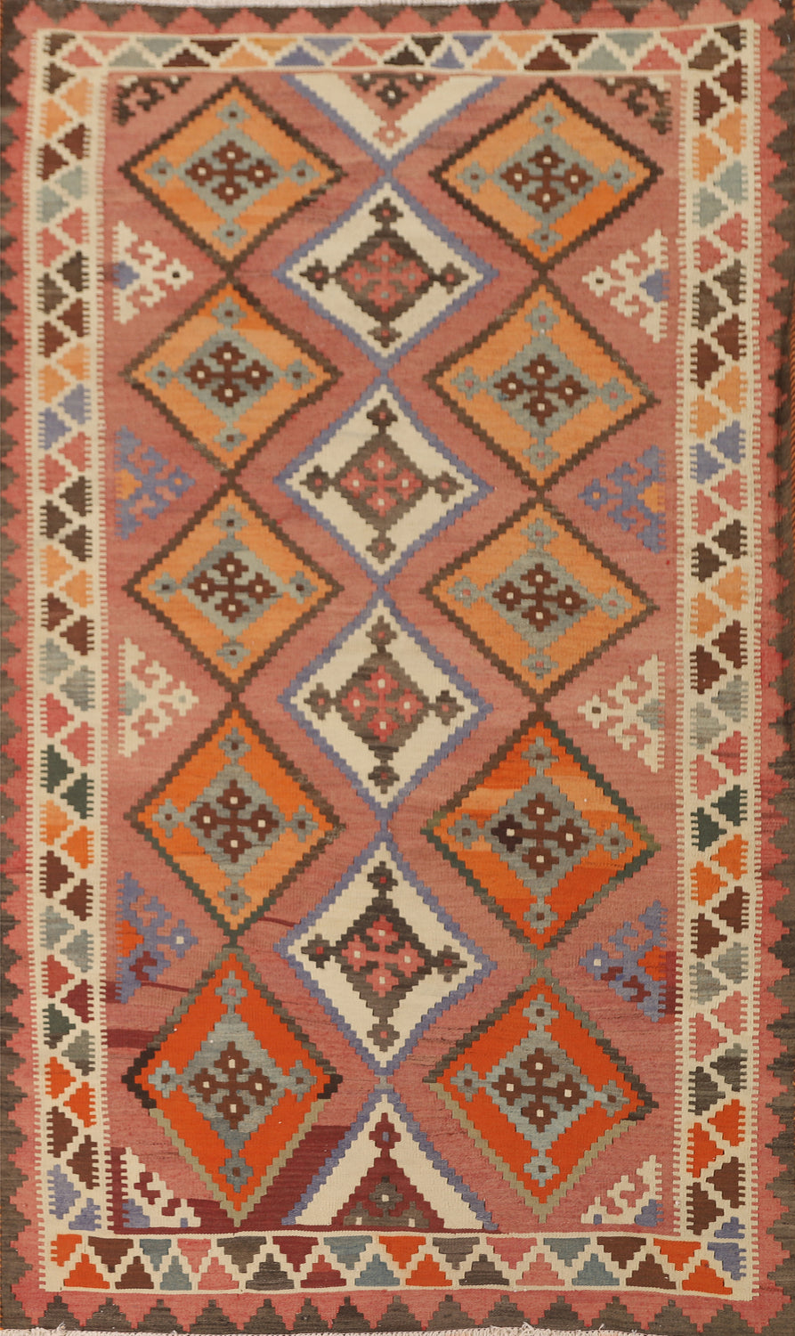 Geometric Wool Kilim Shiraz Persian Area Rug 5x9
