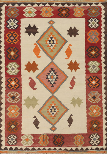 Vegetable Dye Kilim Qashqai Persian Rug 4x6