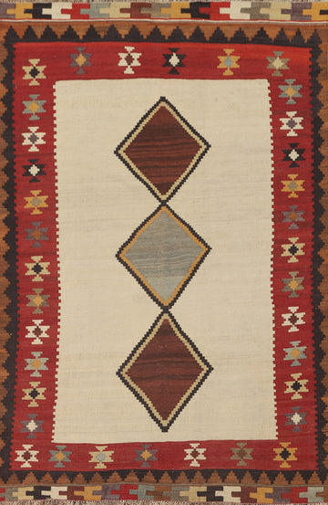 Vegetable Dye Kilim Qashqai Persian Area Rug 5x8