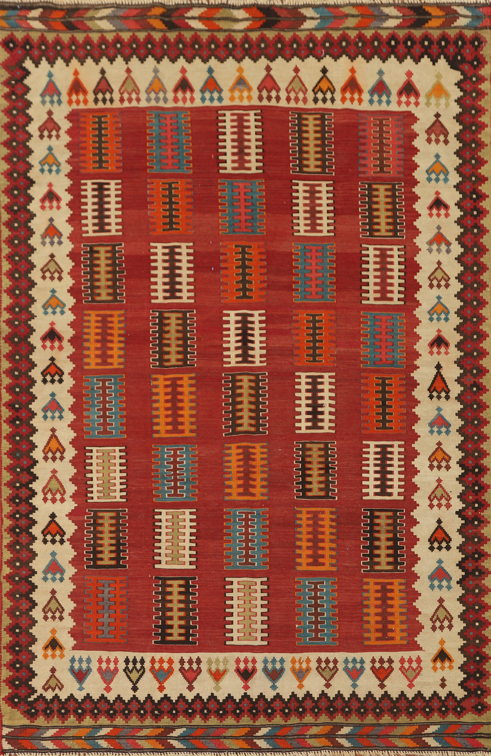 Vegetable Dye Kilim Qashqai Persian Rug 5x7