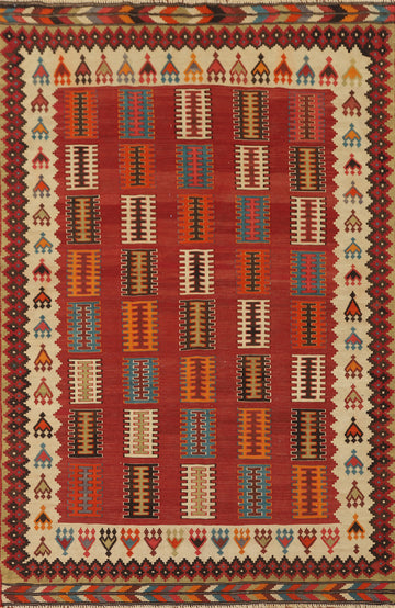 Vegetable Dye Kilim Qashqai Persian Rug 5x7