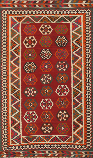Vegetable Dye Kilim Qashqai Persian Area Rug 5x9