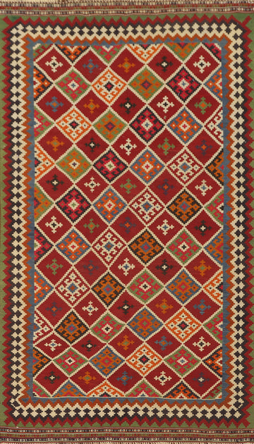 Vegetable Dye Kilim Qashqai Persian Rug 4x8