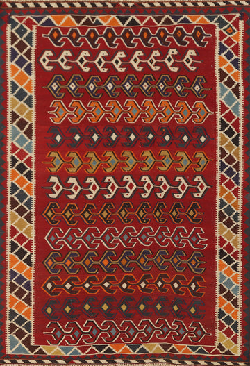 Vegetable Dye Kilim Qashqai Persian Area Rug 5x8