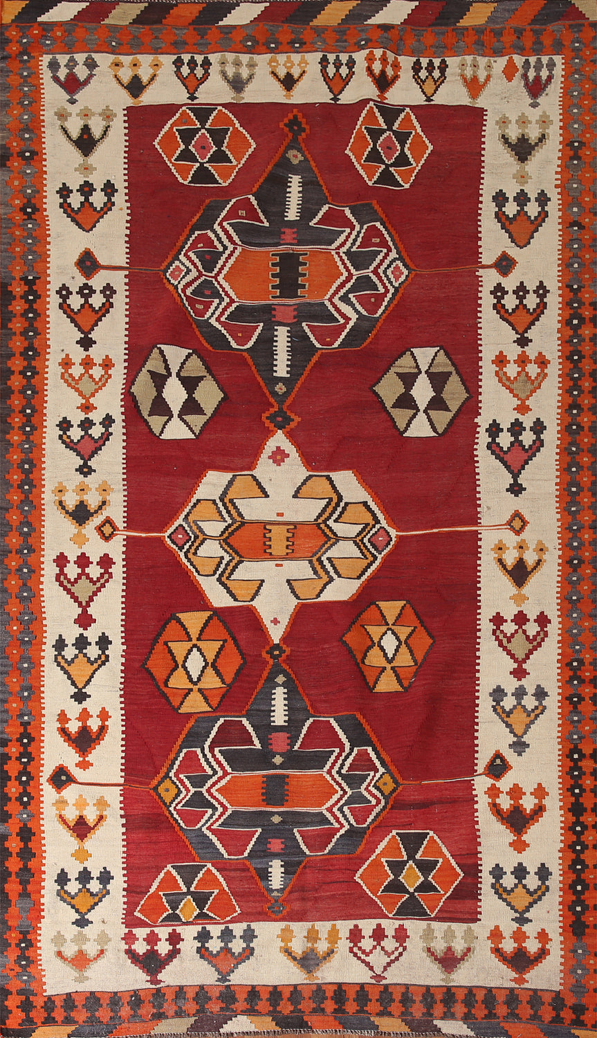 Vegetable Dye Kilim Qashqai Persian Area Rug 5x10