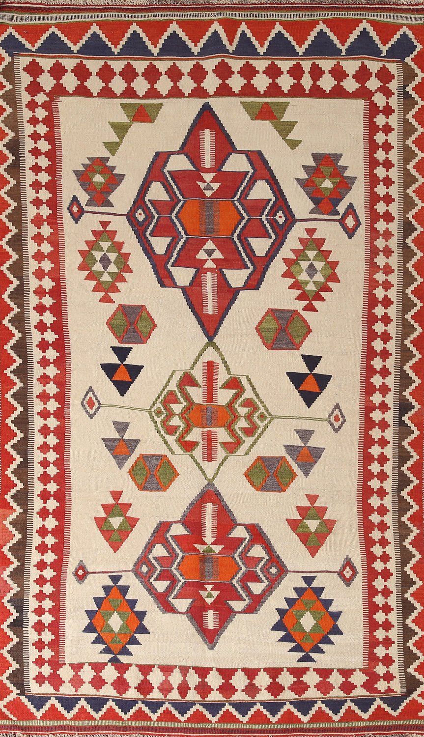 Vegetable Dye Kilim Qashqai Persian Rug 4x8
