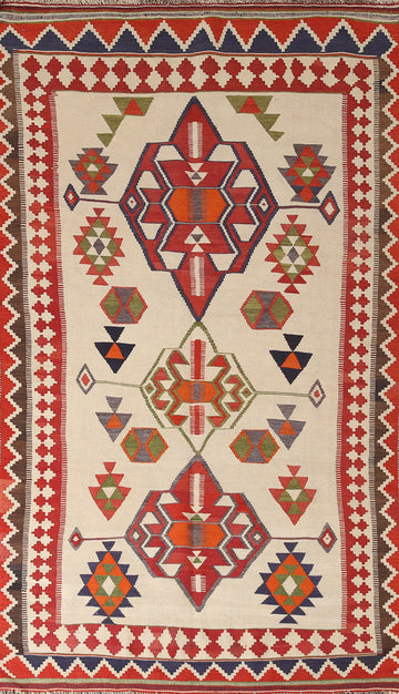 Vegetable Dye Kilim Qashqai Persian Rug 4x8
