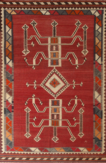 Vegetable Dye Kilim Qashqai Persian Area Rug 6x9