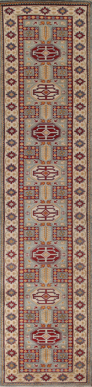 Geometric Kazak Oriental Runner Rug 3x13