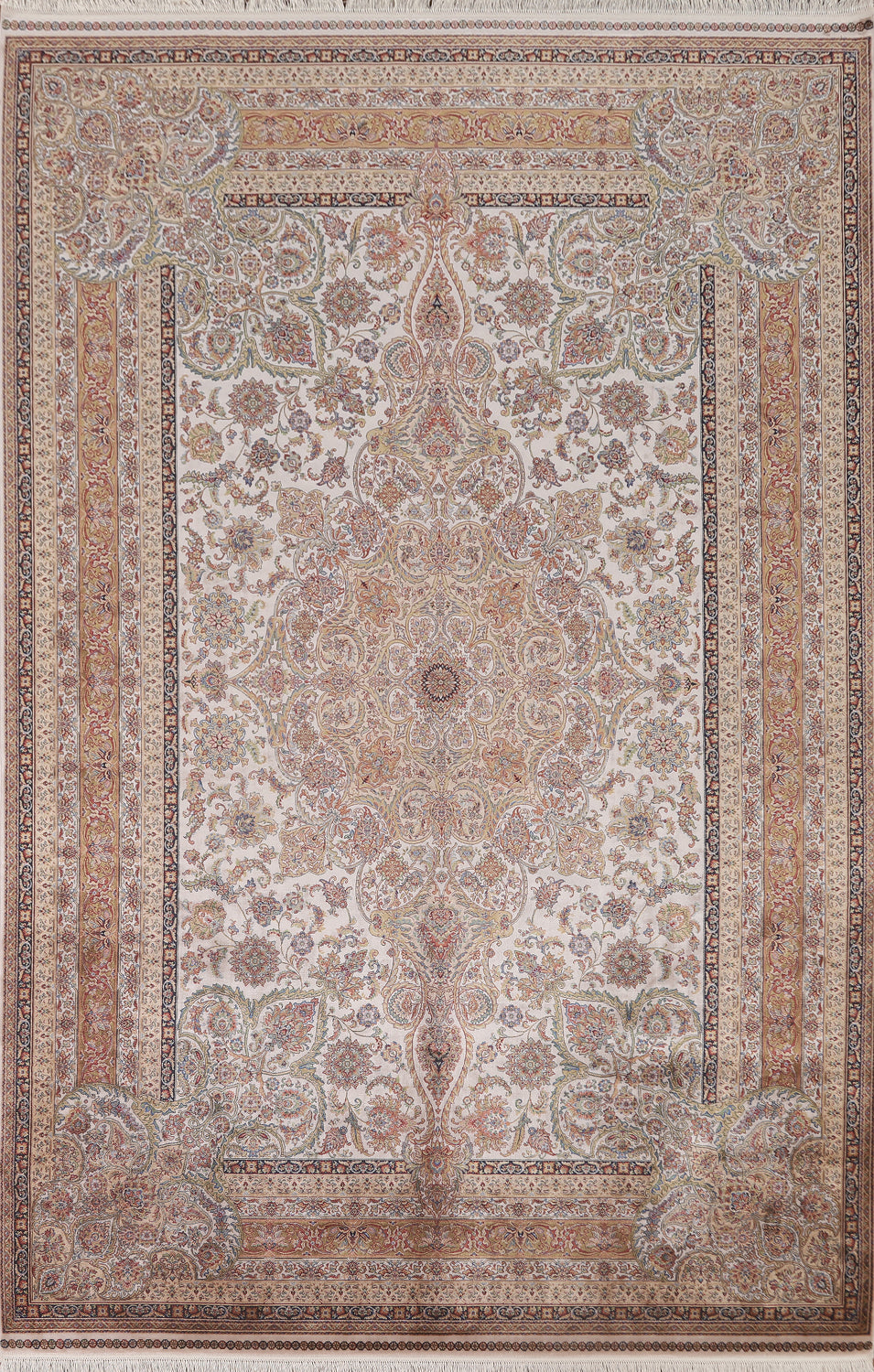 Traditional Silk Tabriz Oriental Area Rug 7x10