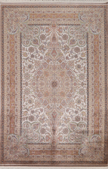Traditional Silk Tabriz Oriental Area Rug 7x10
