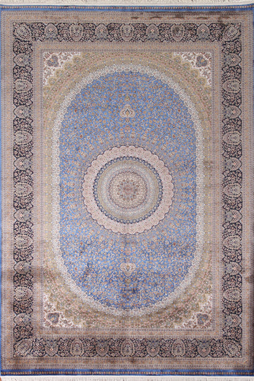 Traditional Blue Tabriz Oriental Area Rug 7x10