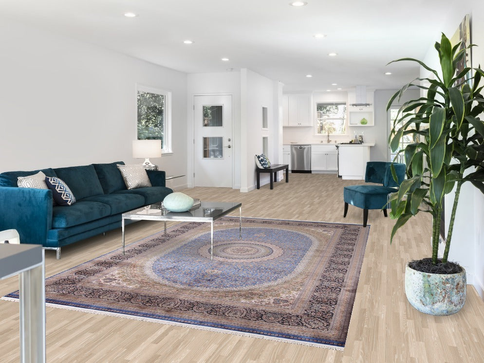 Traditional Blue Tabriz Oriental Area Rug 7x10
