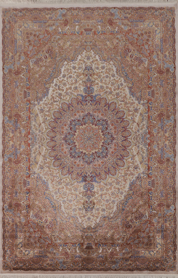 Traditional Silk Tabriz Living Room Rug 7x10