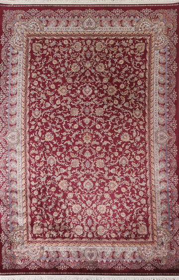Burgundy Red Tabriz Traditional Area Rug 7x10