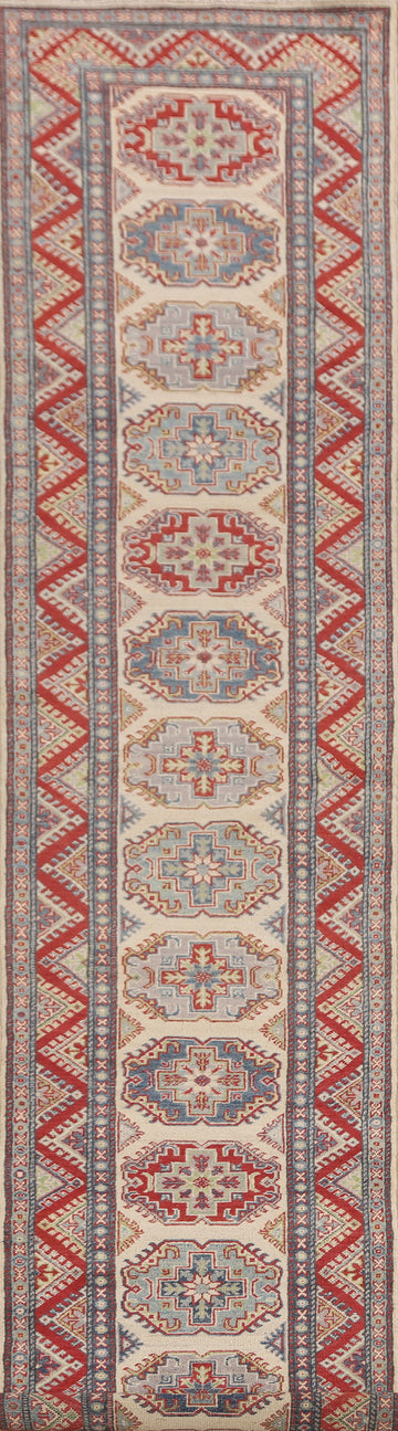 Geometric Kazak Oriental Runner Rug 3x16