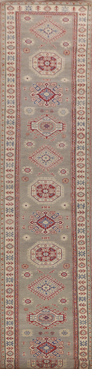 Geometric Kazak Oriental Runner Rug 3x20