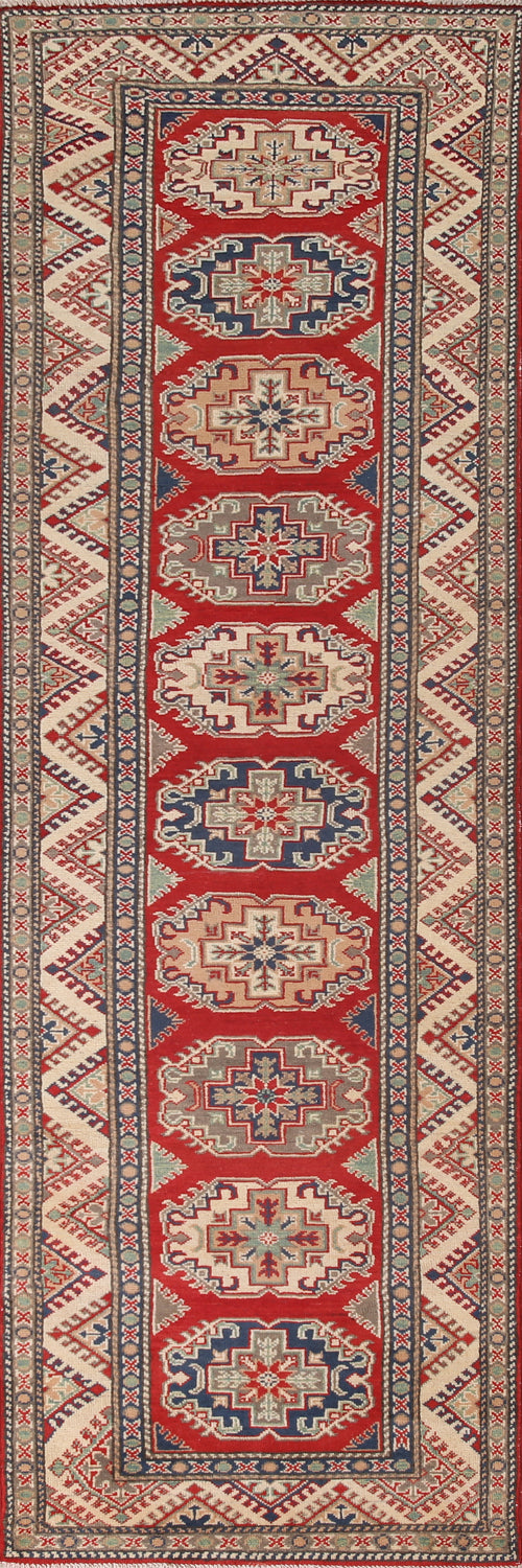 Geometric Kazak Oriental Runner Rug 3x11