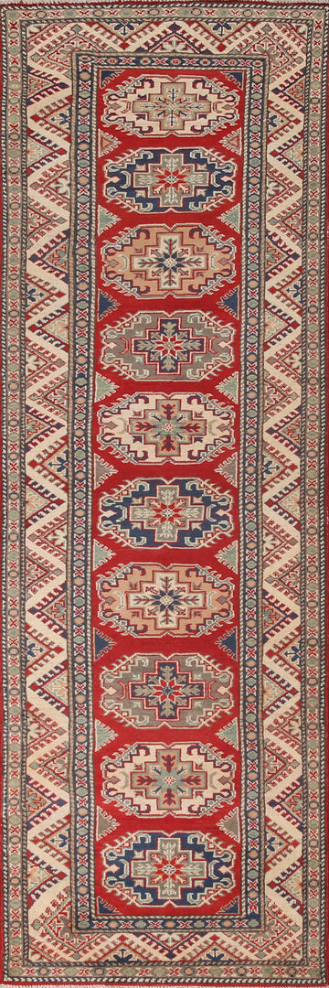 Geometric Kazak Oriental Runner Rug 3x11