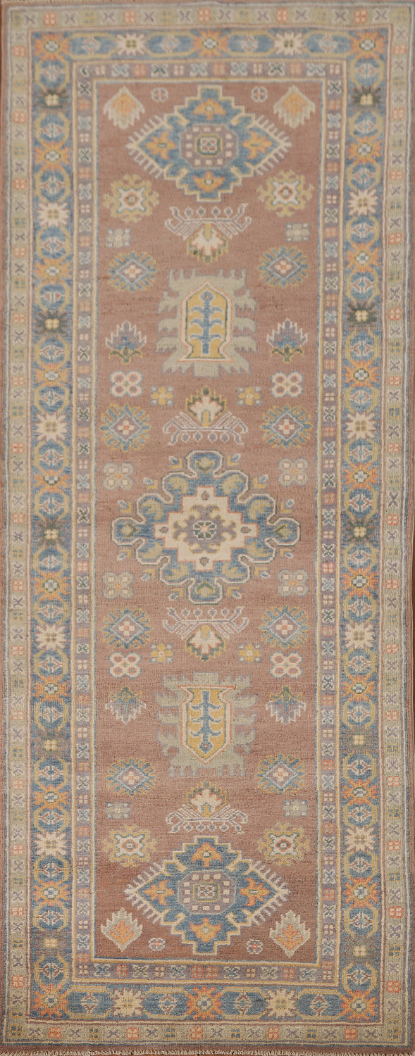 Geometric Kazak Oriental Runner Rug 3x8