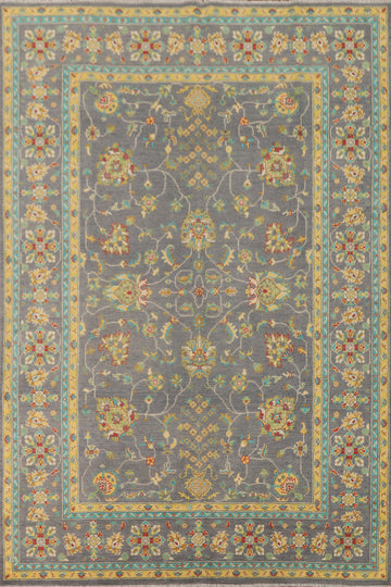 Gray Blue Floral Kazak Oriental Area Rug 7x10