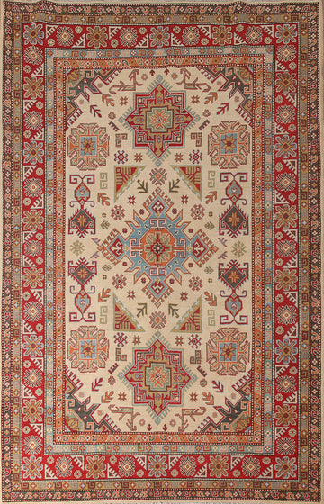 Geometric Kazak Oriental Area Rug 7x11