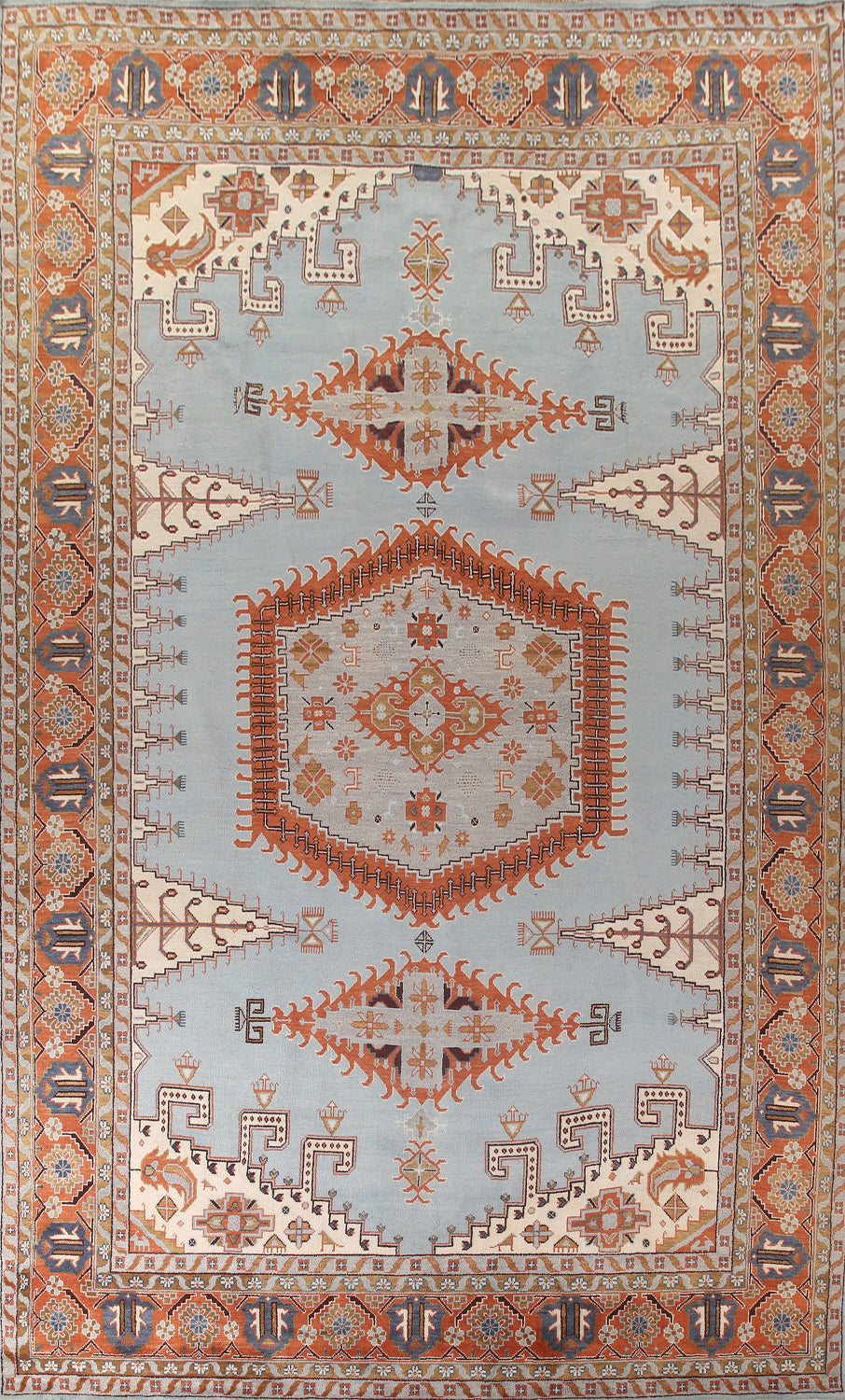 Light Blue Heriz Serapi Oriental Large Rug 11x18