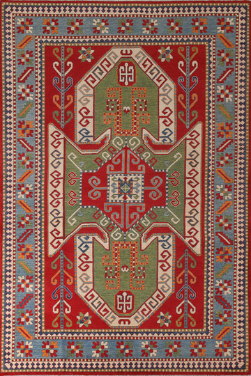 Geometric Kazak Oriental Area Rug 7x10