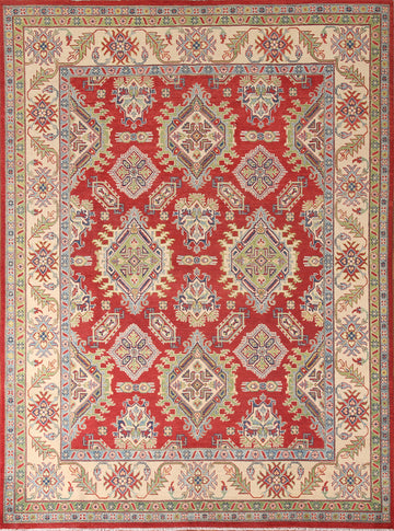 Red Geometric Kazak Oriental Area Rug 8x10