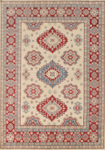 Handmade Ivory Kazak Oriental Area Rug 8x11