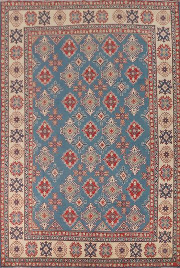 Blue Geometric Kazak Oriental Area Rug 8x12