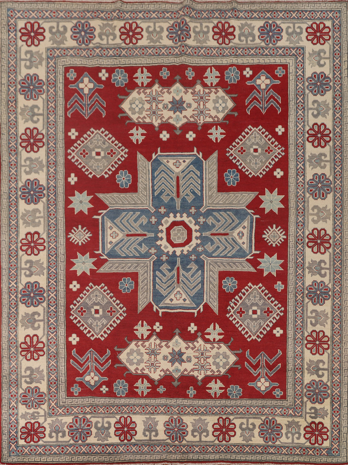 Geometric Red Kazak Oriental Area Rug 8x10