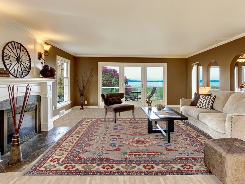 Large Geometric Kazak Oriental Rug 10x14