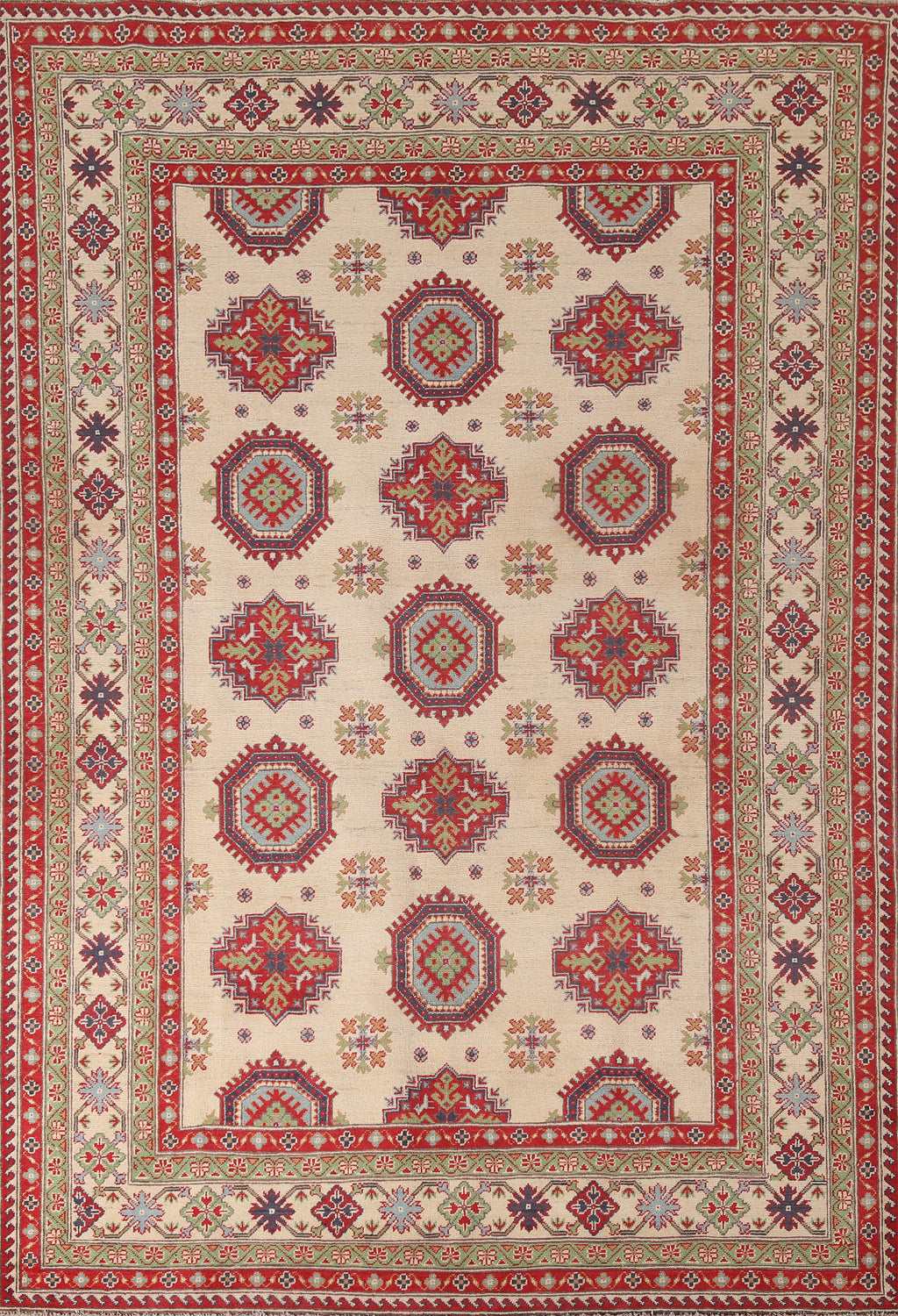Geometric Kazak Oriental Area Rug 7x9
