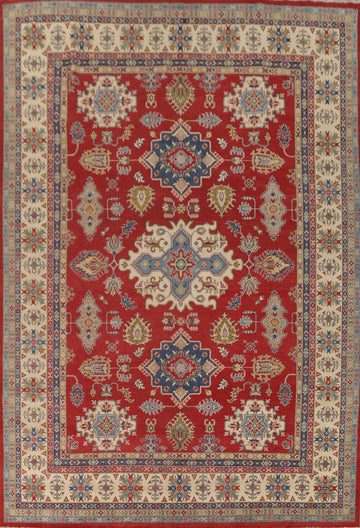 Red Geometric Kazak Oriental Large Rug 10x14