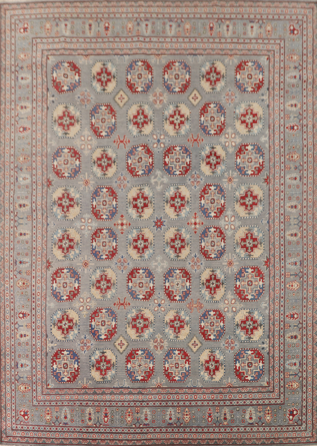 All-Over Geometric Kazak Oriental Area Rug 10x13
