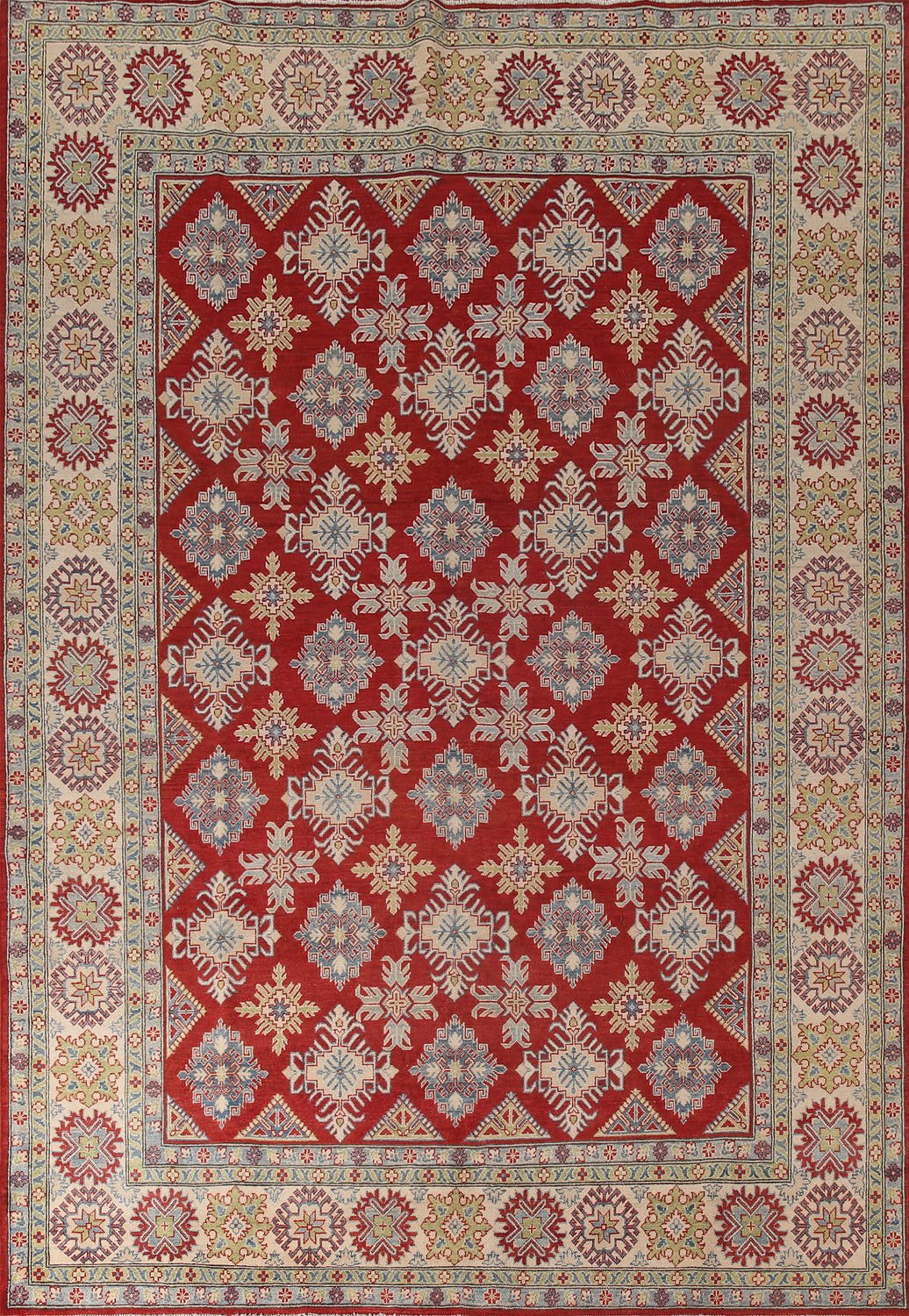 Red Geometric Kazak Oriental Area Rug 9x11