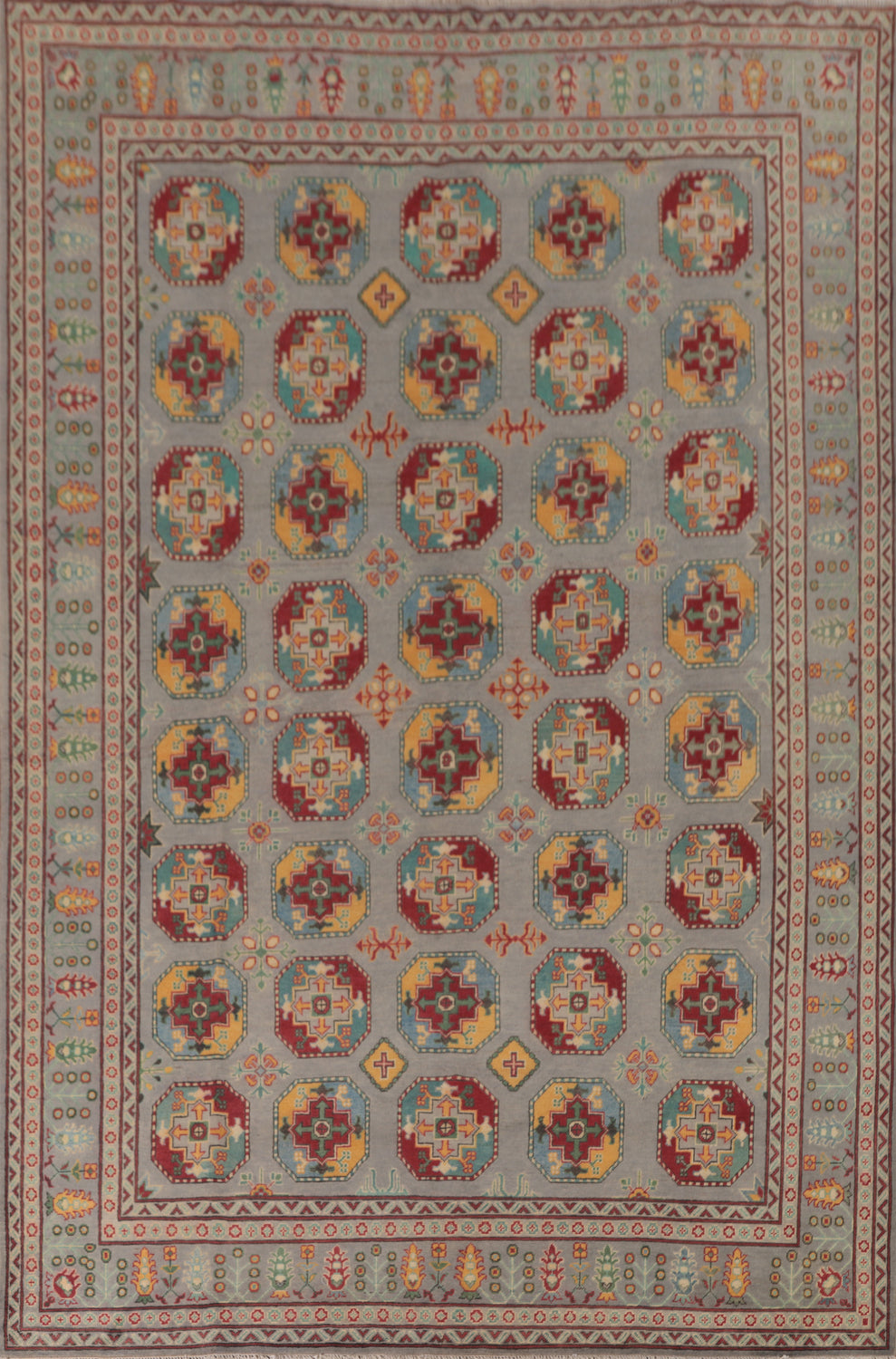 All-Over Geometric Kazak Oriental Area Rug 8x12