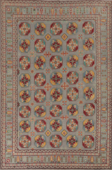 All-Over Geometric Kazak Oriental Area Rug 8x12