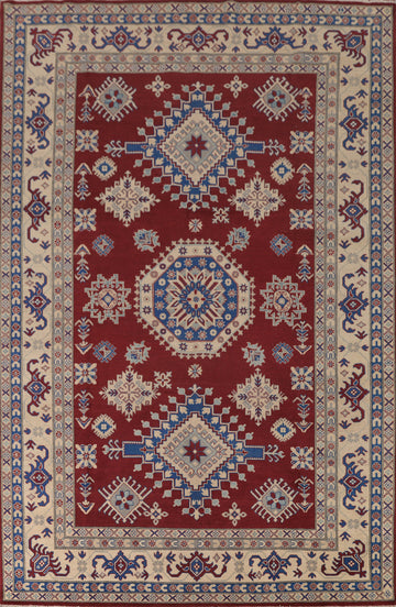 Geometric Red Kazak Handmade Area Rug 8x12