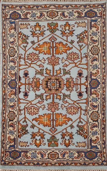 Light Blue Floral Heriz Serapi Oriental Rug 3x5