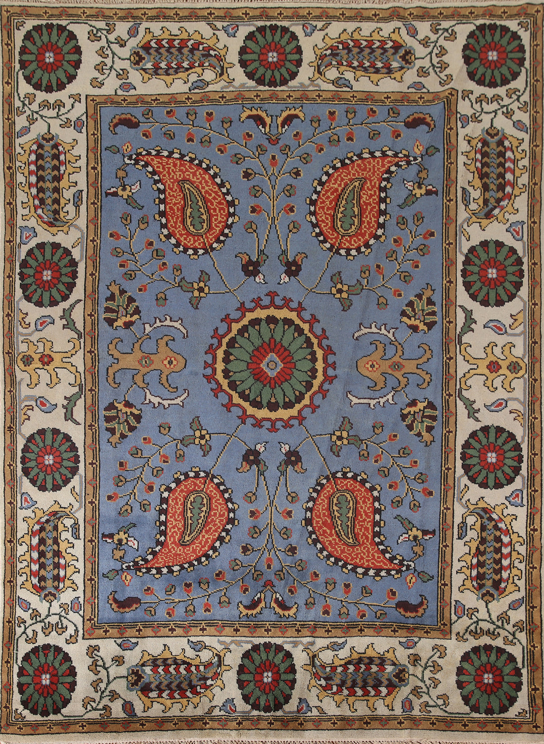 Blue Paisley Kazak Oriental Area Rug 8x10