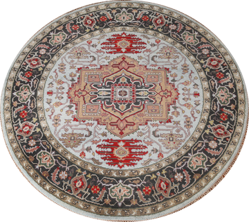 Light Blue Round Heriz-Serapi Oriental Rug 8x8