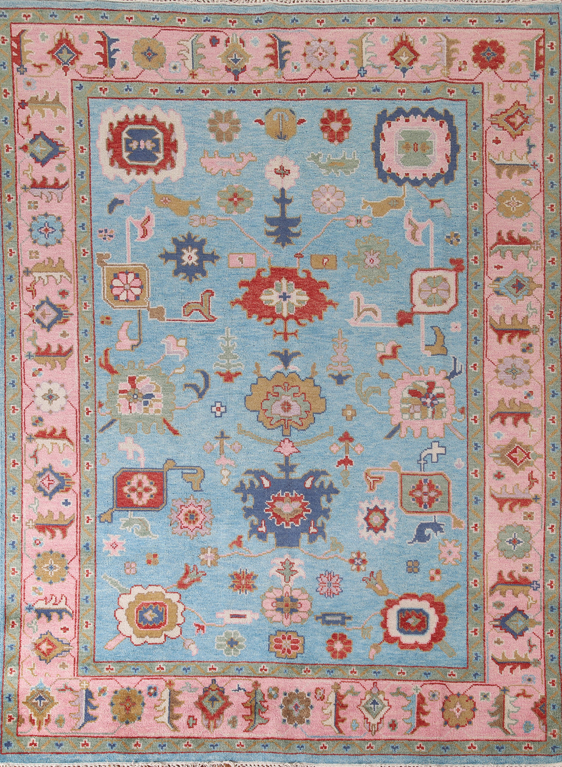 Light Blue Oushak Oriental Area Rug 8x10