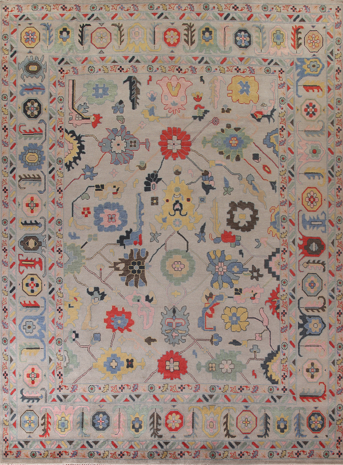 All-Over Large Floral Oushak Oriental Rug 12x15