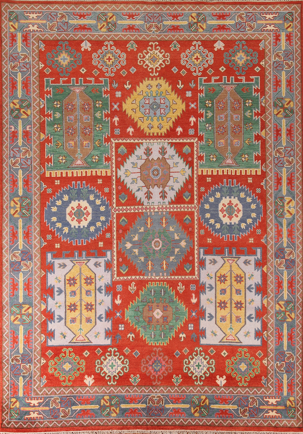 Geometric Kazak Oriental Rug 9x12