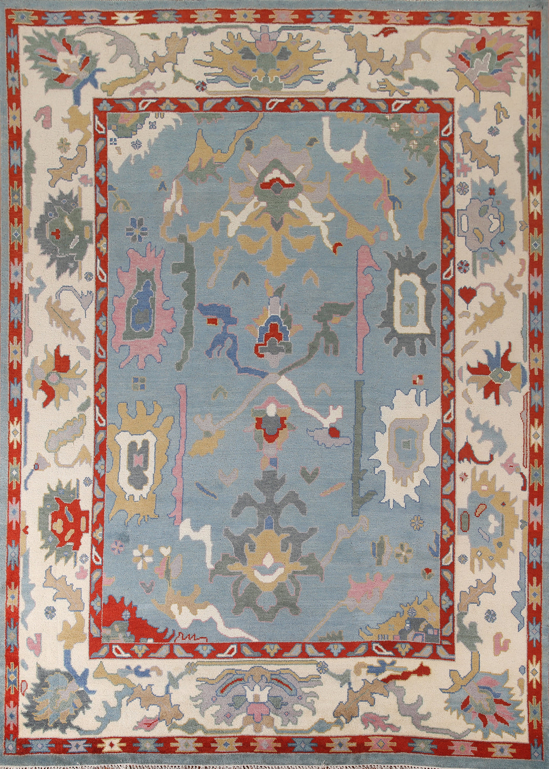 Light Blue Oushak Oriental Area Rug 9x12